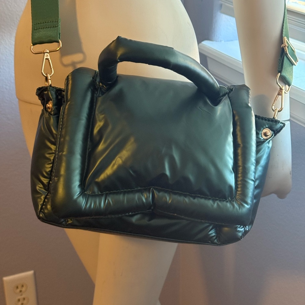 Anthropologie Dark Green Padded Crossbody Bag
